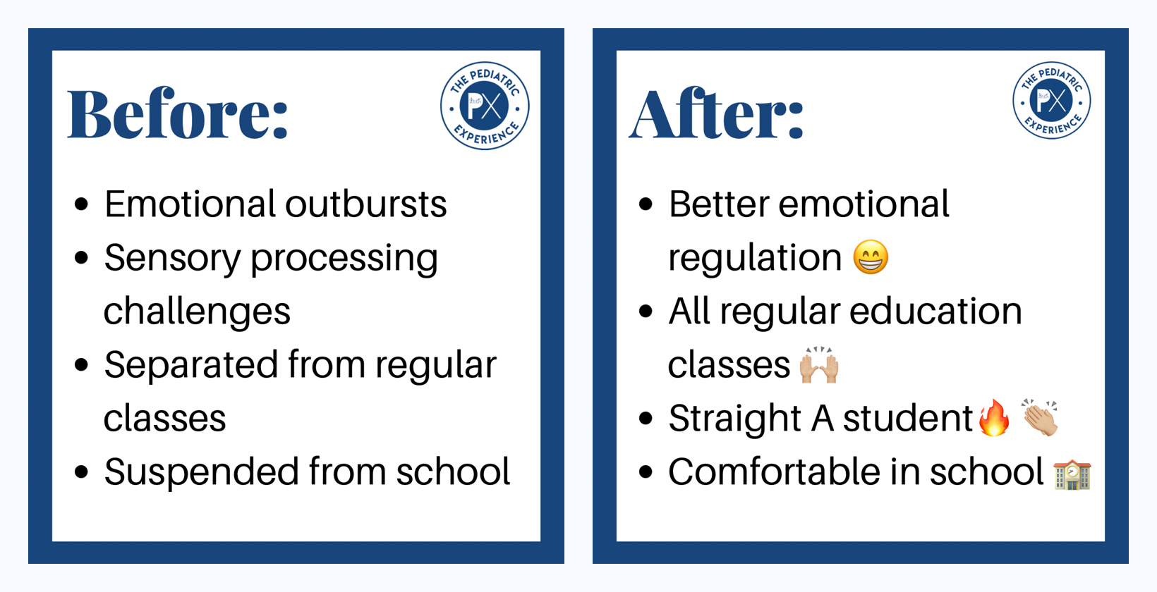 A parent's before-and-after list of their child's changes under care